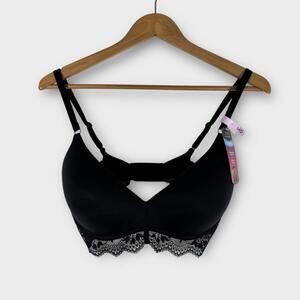 Maidenform Women’s Size 34D Solid Black Lace Trim Lift Wireless Tagless Bra New
